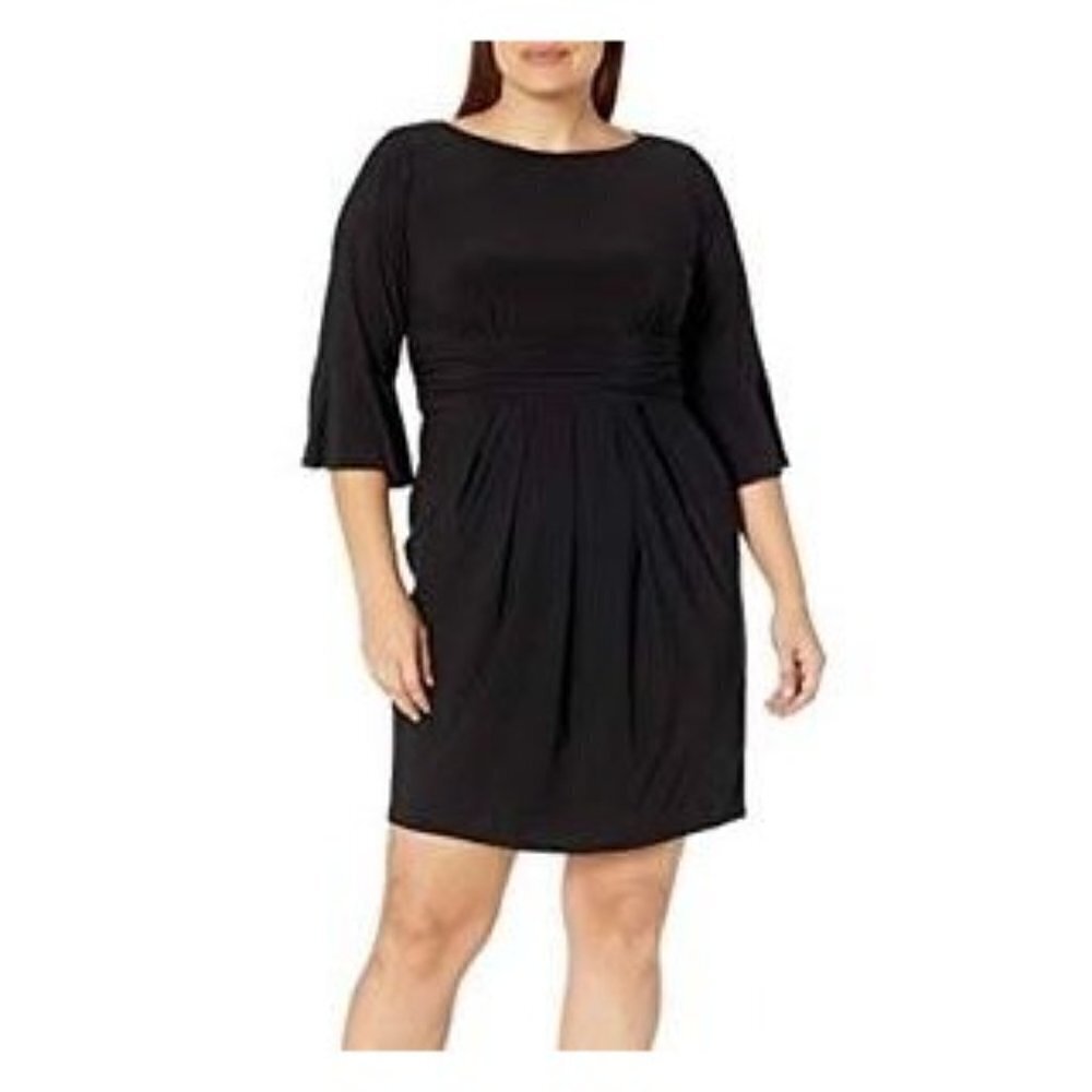 Eliza J Women's NWOT Black Flounce Sleeve Pockets Stretch Sheath Dress Size 20W